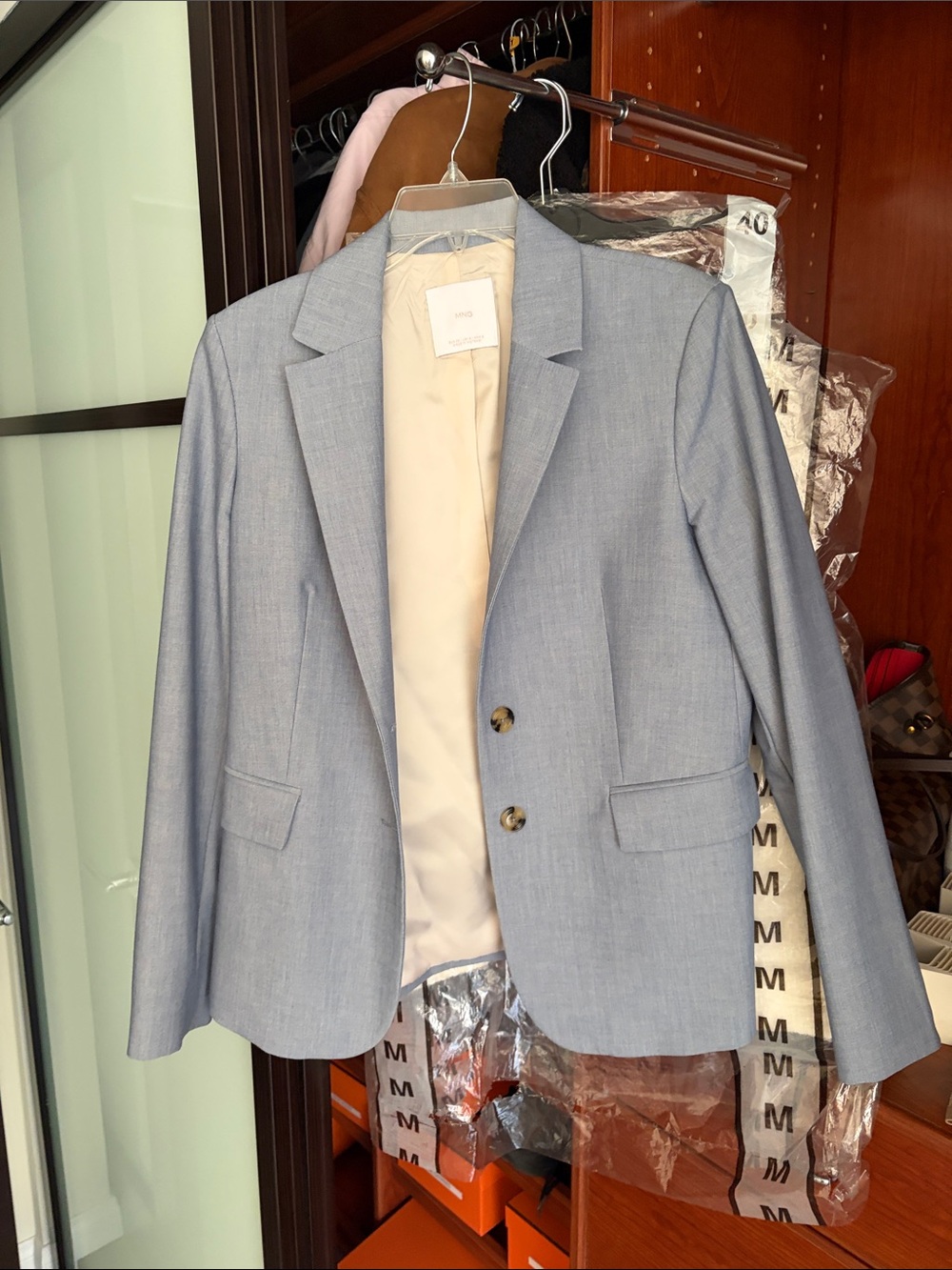 Mango Light Blue Women’s Tailored Blazer